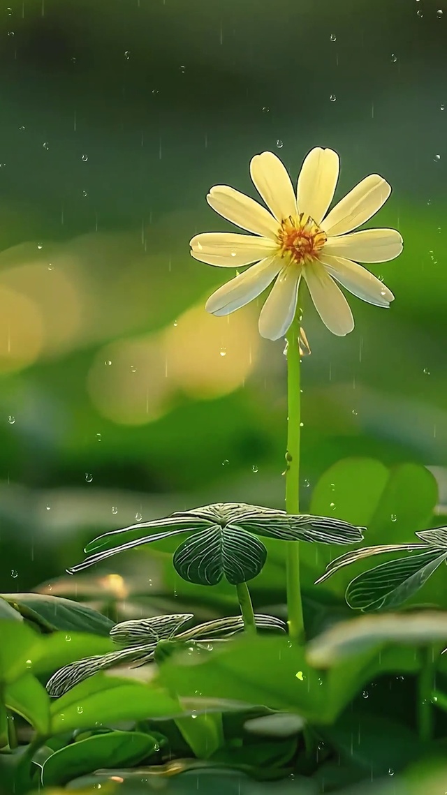 护眼小花朵雨天绿景