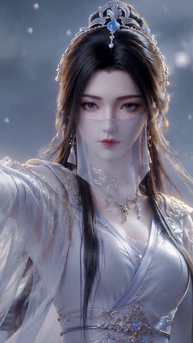 古风月夜白衣持剑美人