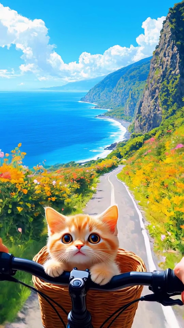 可爱猫咪骑行