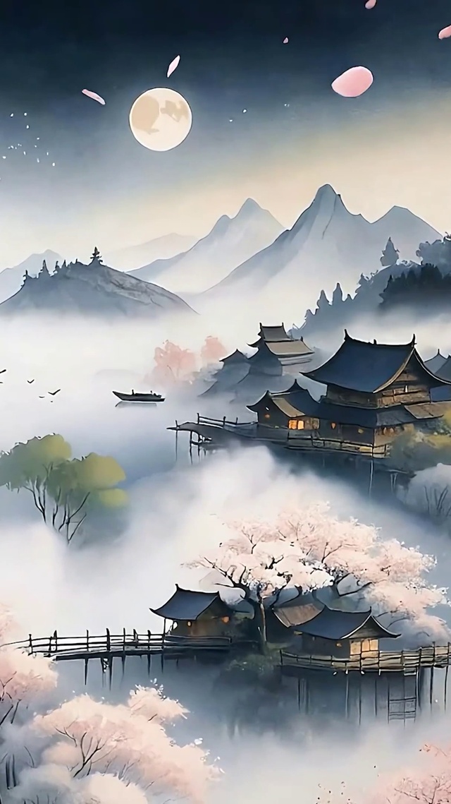 古风樱花树木