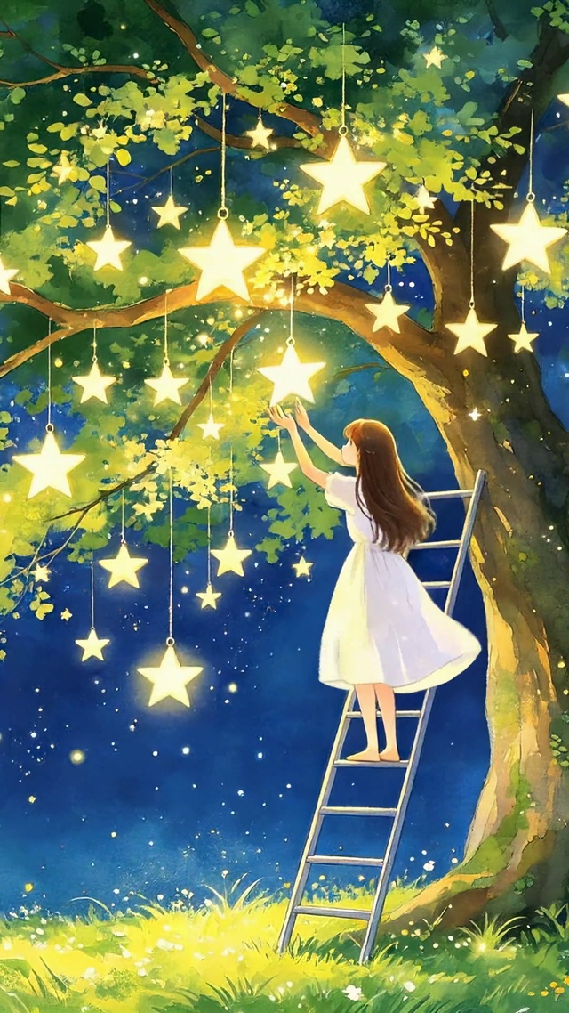 梦幻星空树摘星女孩