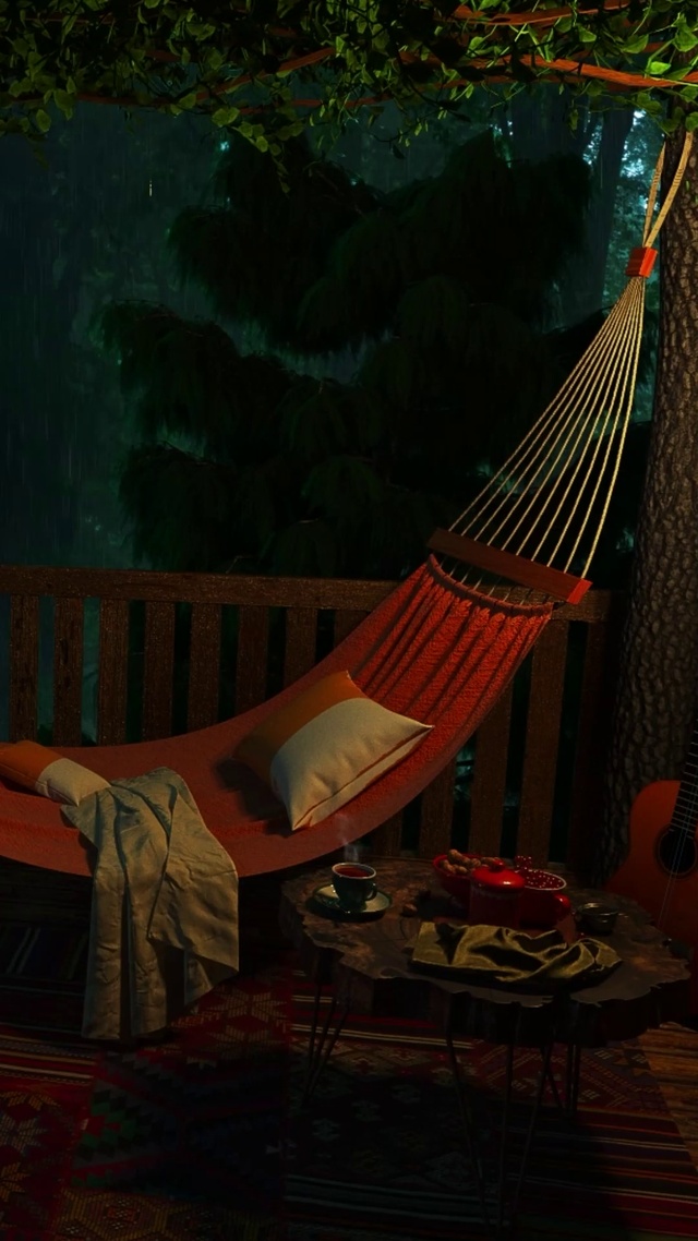 雨天舒适的树屋