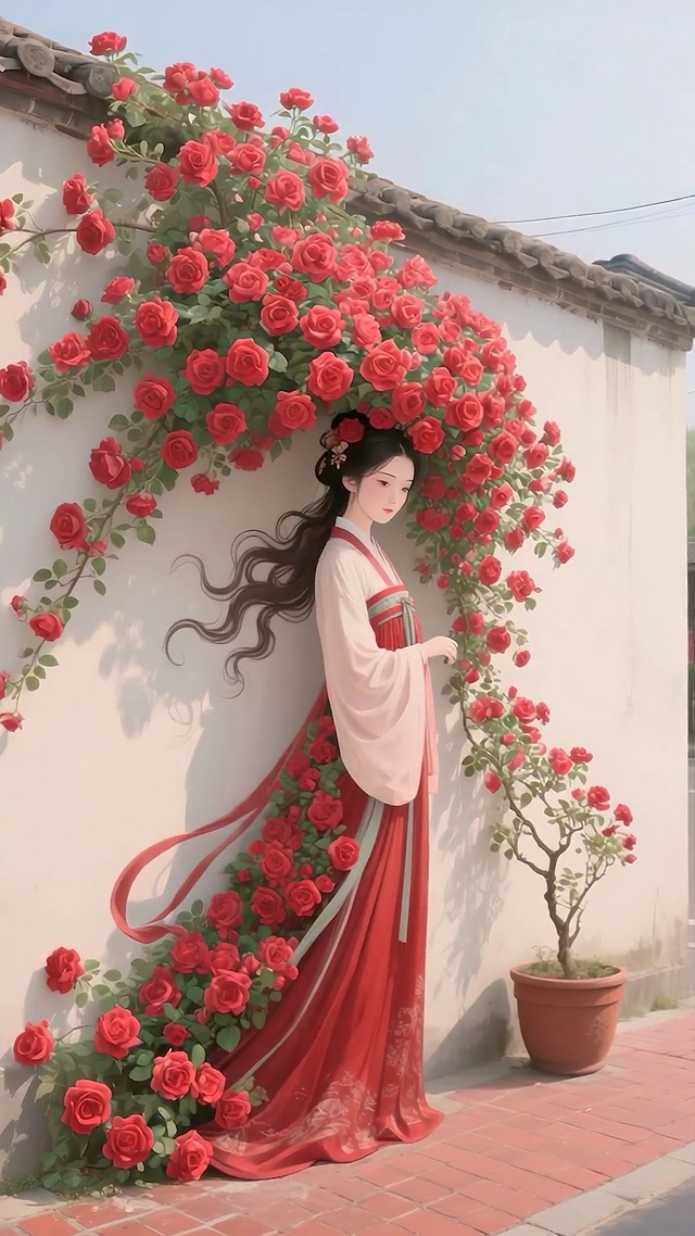 古风墙绘美女风景