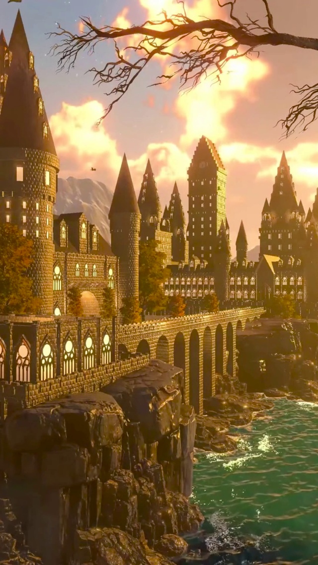 傍晚夕阳海边城堡