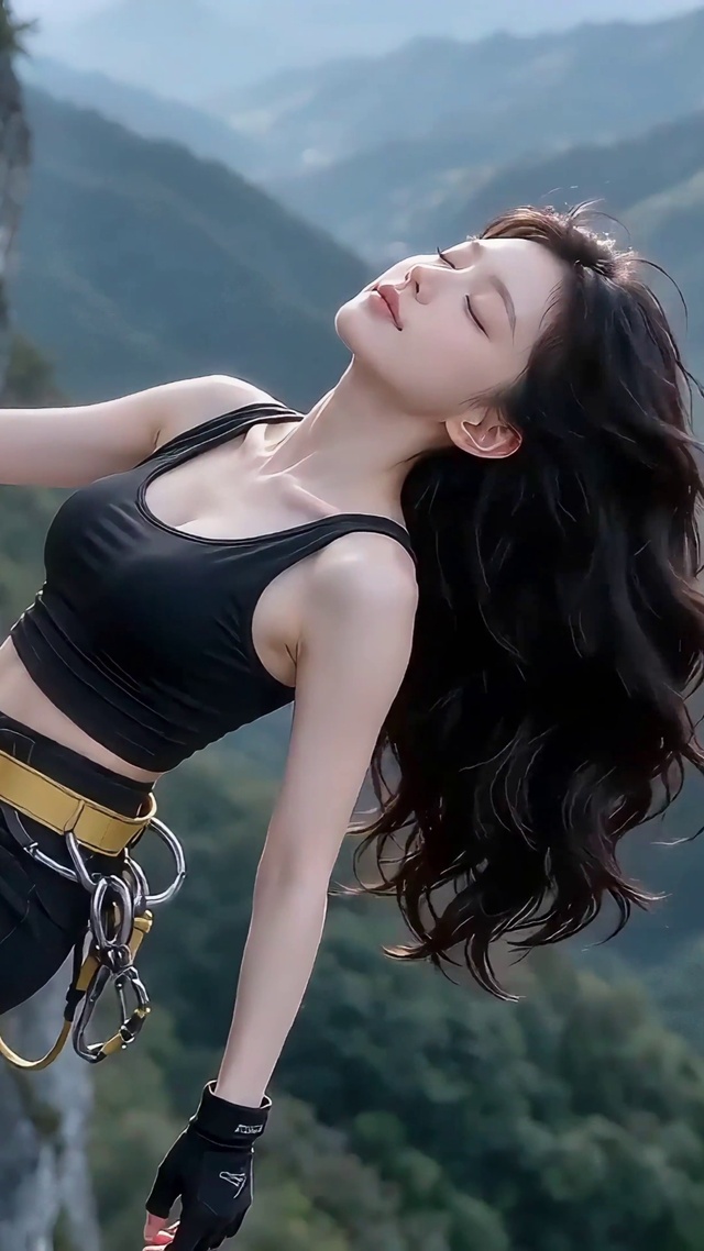 攀岩登山少女