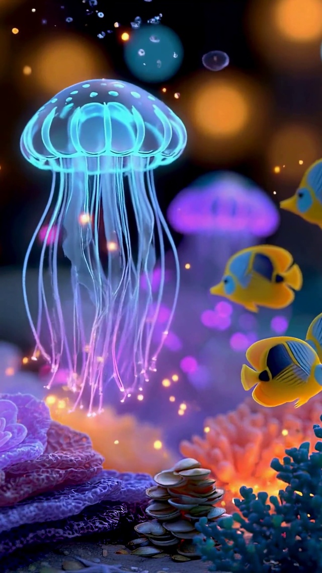 梦幻发光水母海底世界