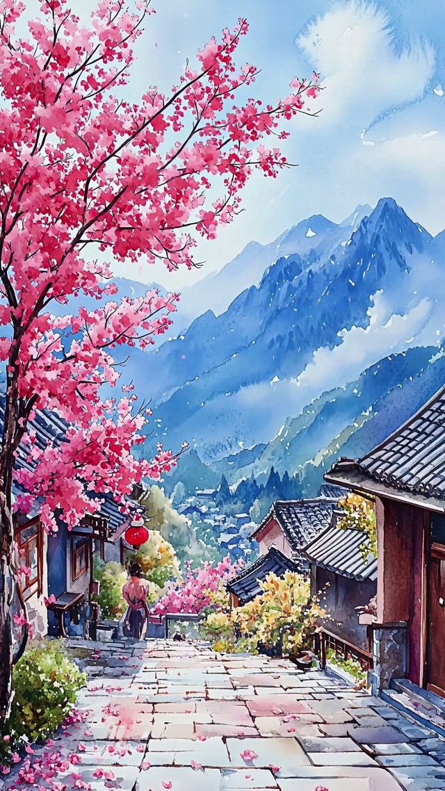 巷边的樱花树