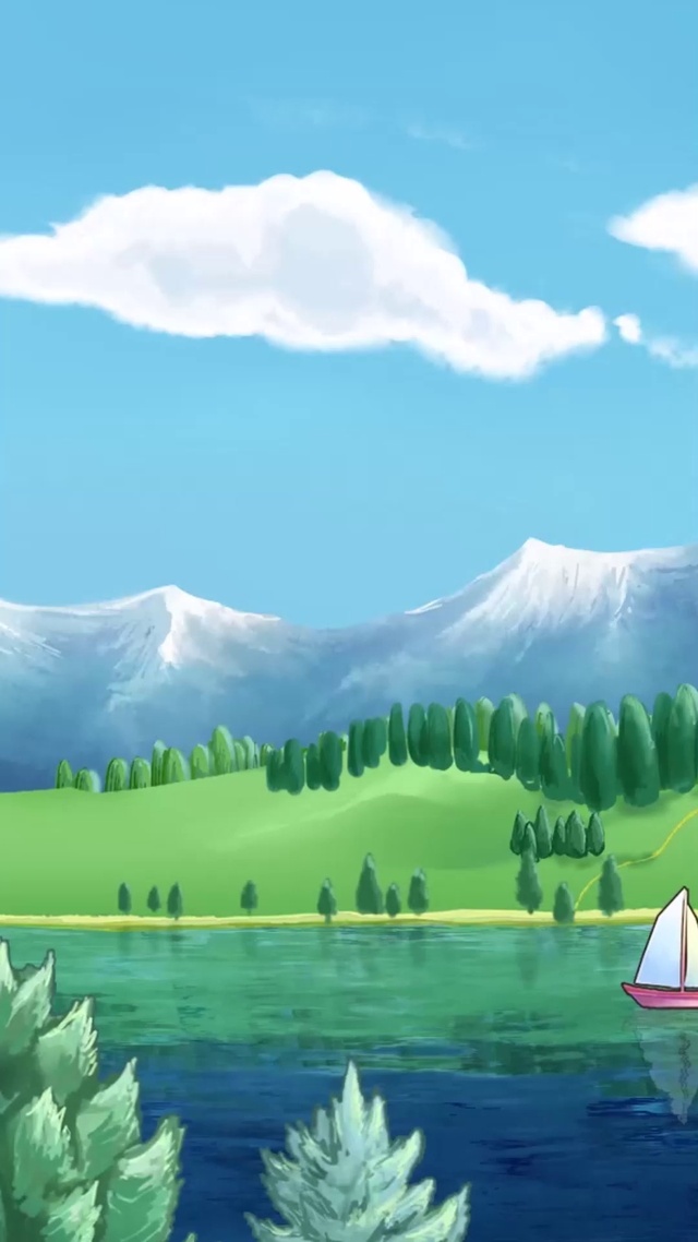 青山碧水小帆船