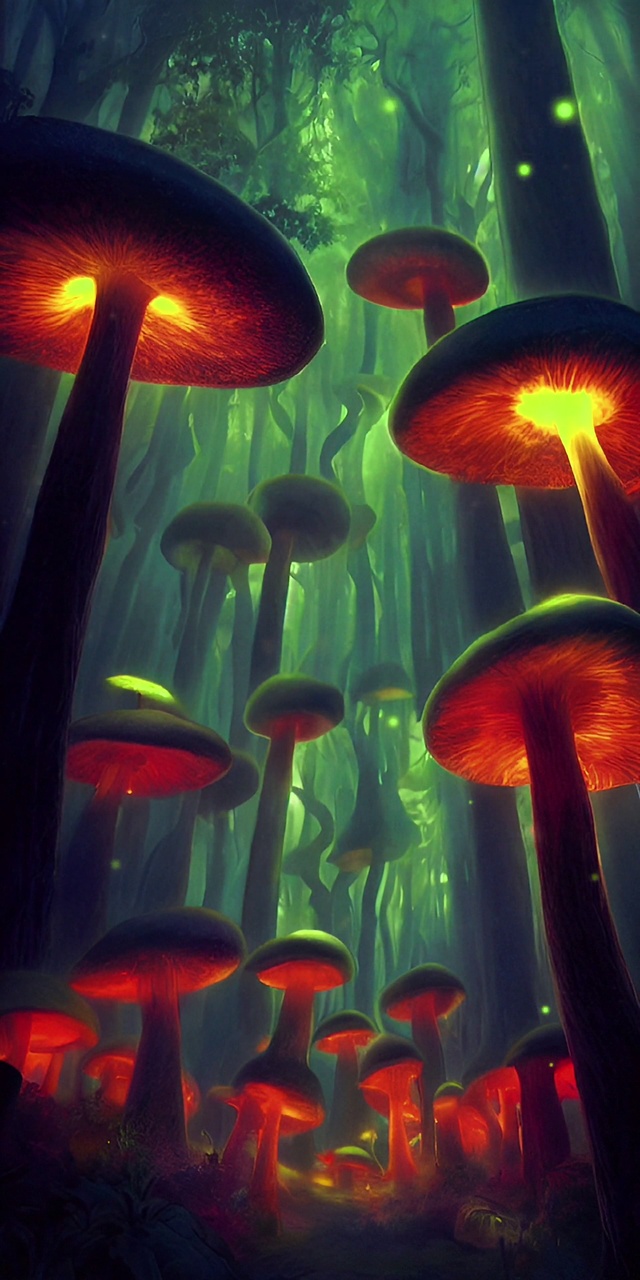 AI绘画奇幻蘑菇森林