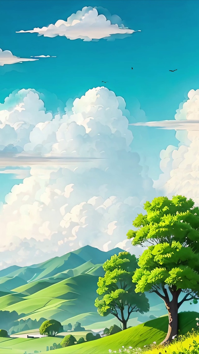 治愈唯美山川田野蓝天白云