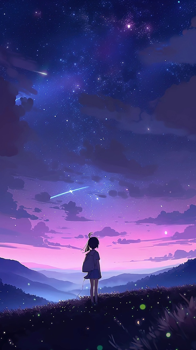 星空下的少女