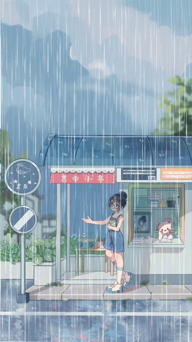 4K 雨中的少女