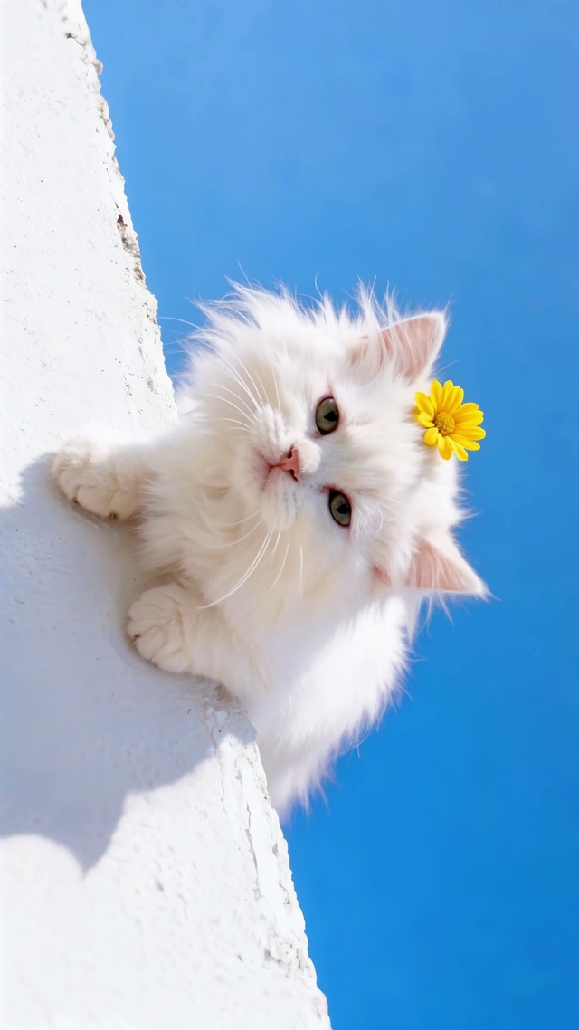 墙顶好奇可爱喵