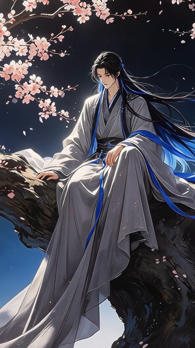 古风樱花树美男