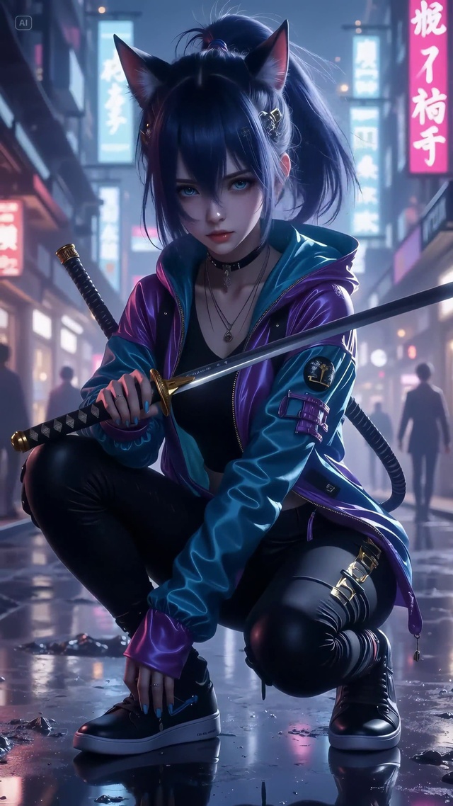 赛博朋克忍者猫女