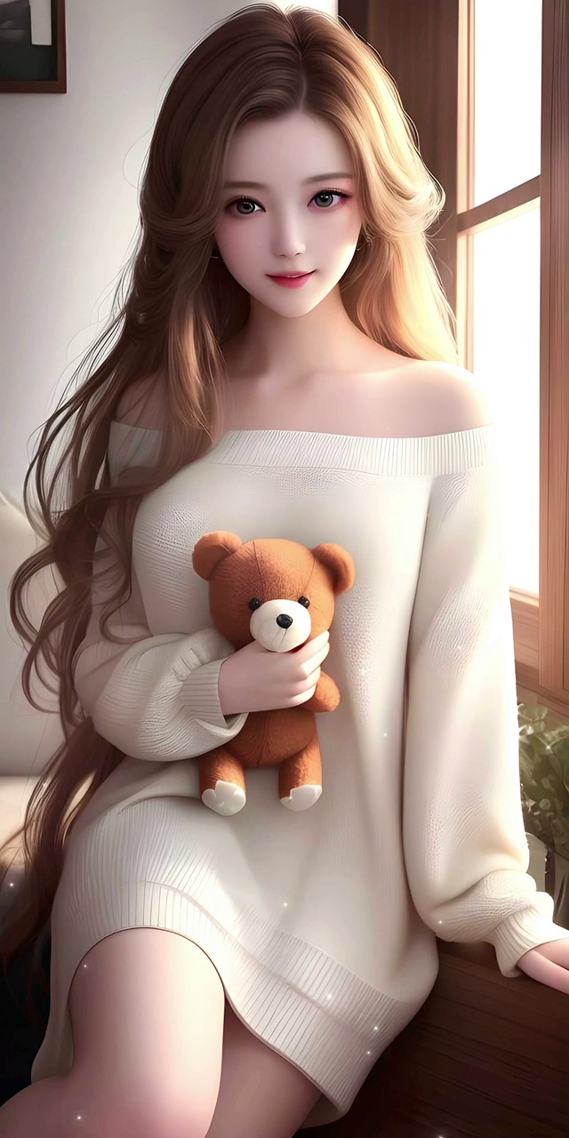 白色毛衣少女