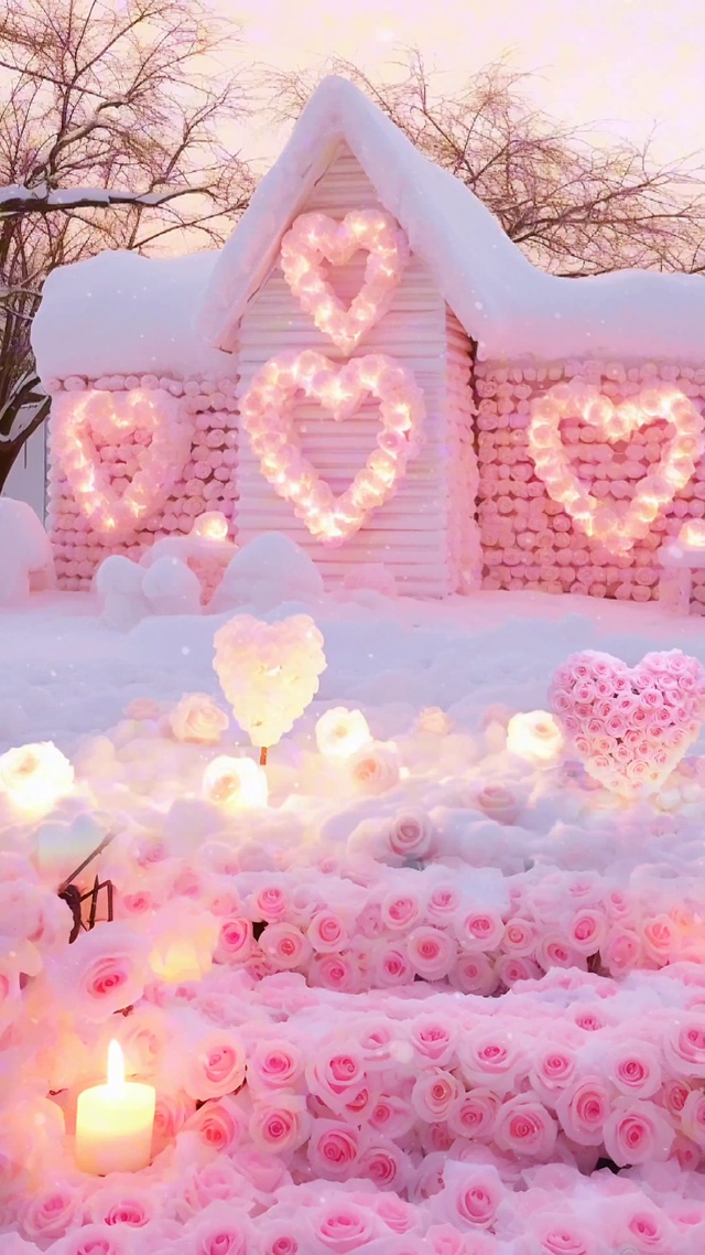 粉色爱心玫瑰城堡