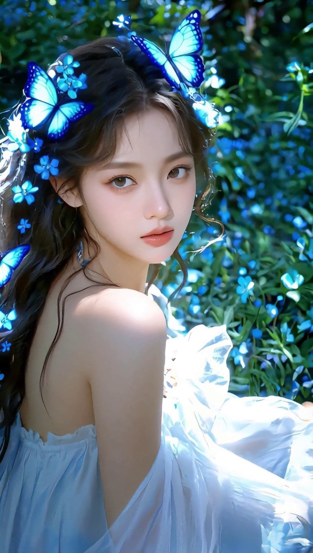 唯美的蓝蝶少女
