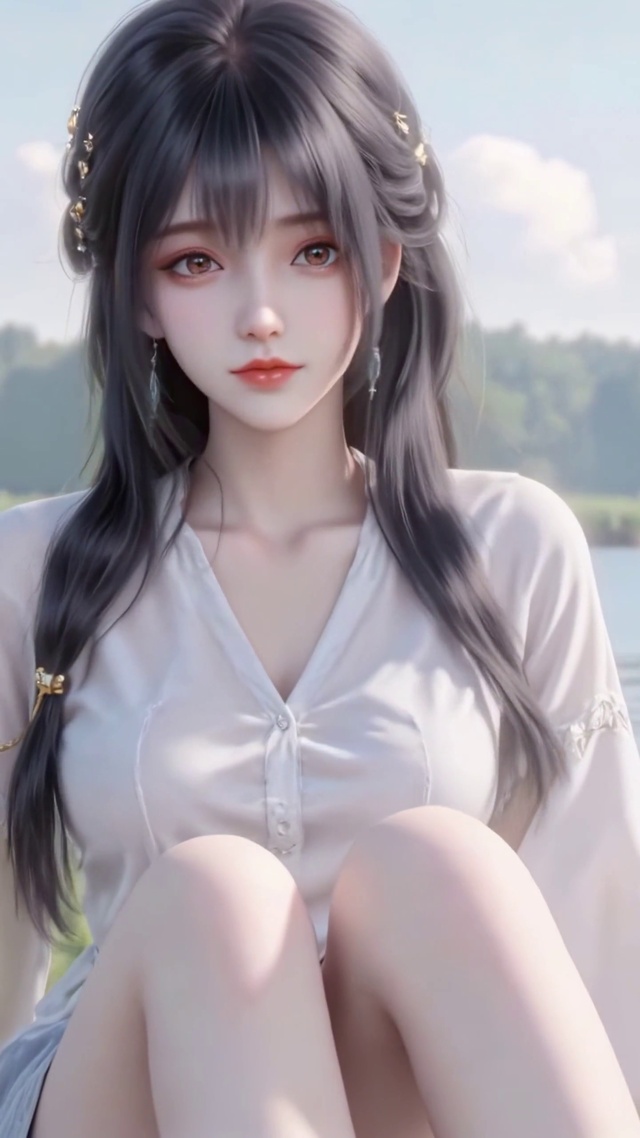 畔边的白衫少女