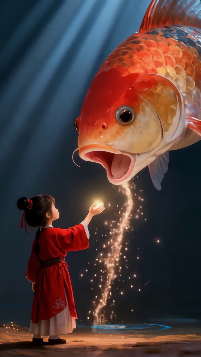 微光锦鲤与红衣小女孩