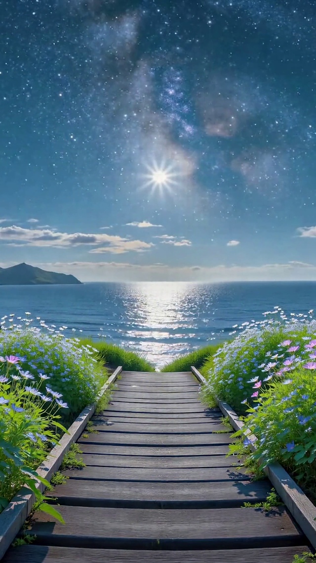 梦幻星空海岸花海步道