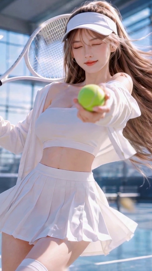阳光网球场清纯网球美少女