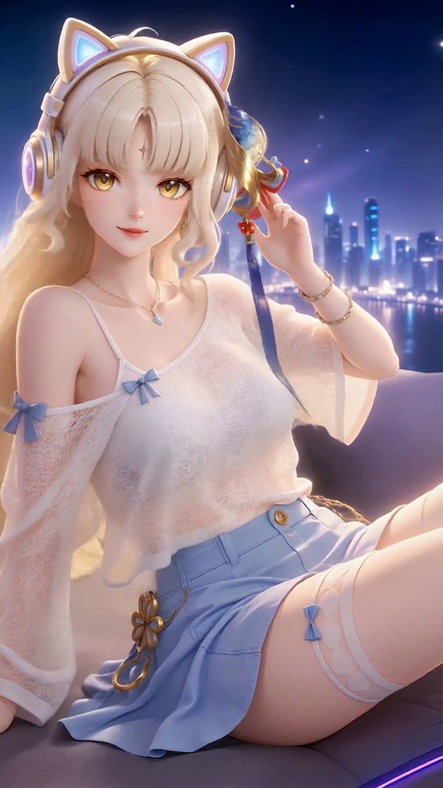 赛博都市猫耳耳机穗穗