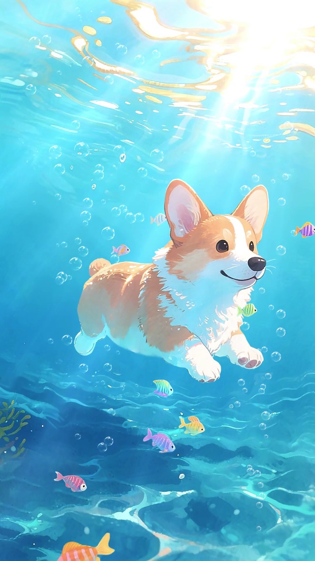 自在遨游可爱小狗