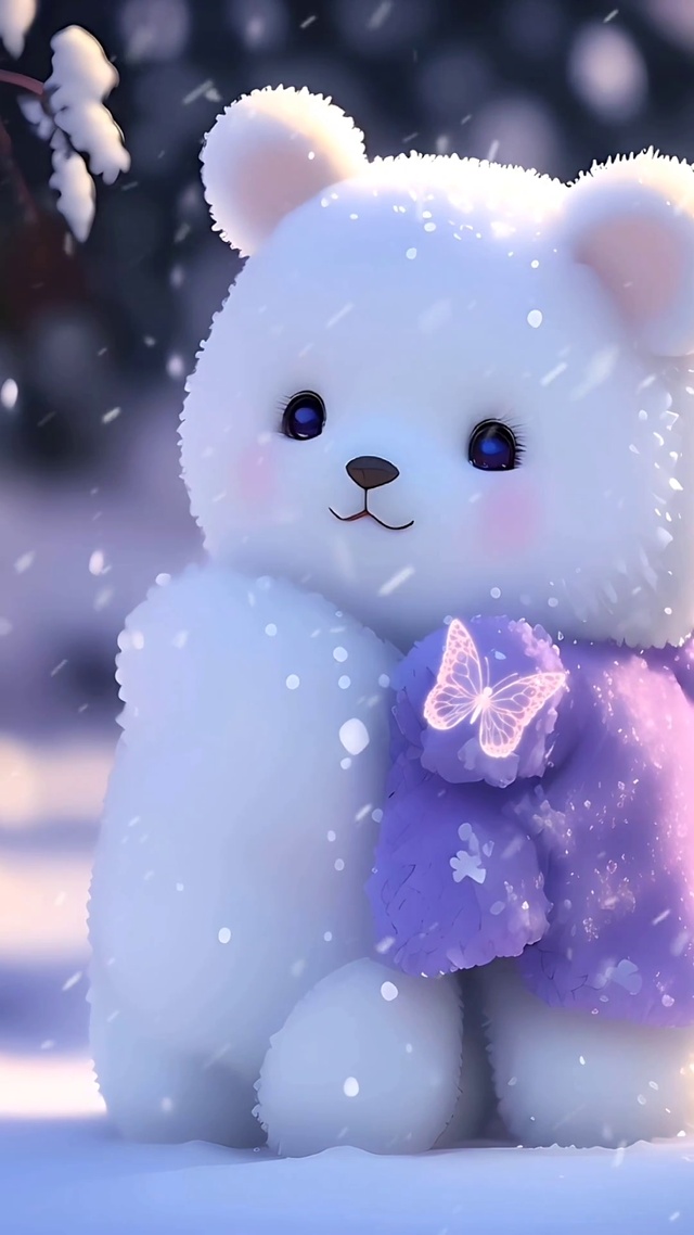 风雪中的小白熊