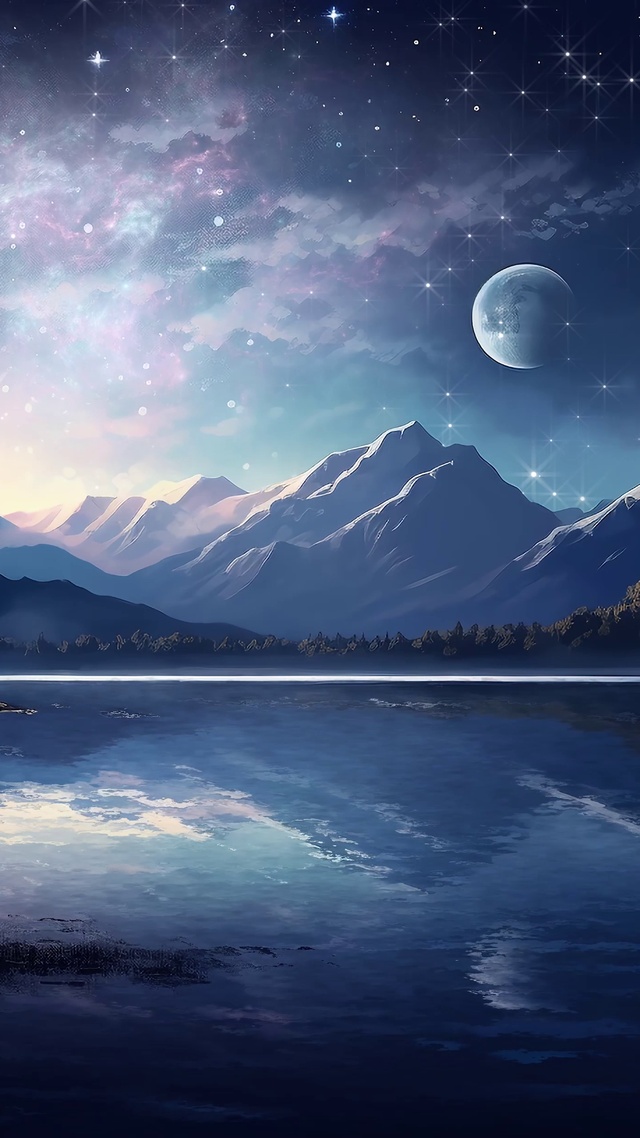 治愈唯美国风山水夜景