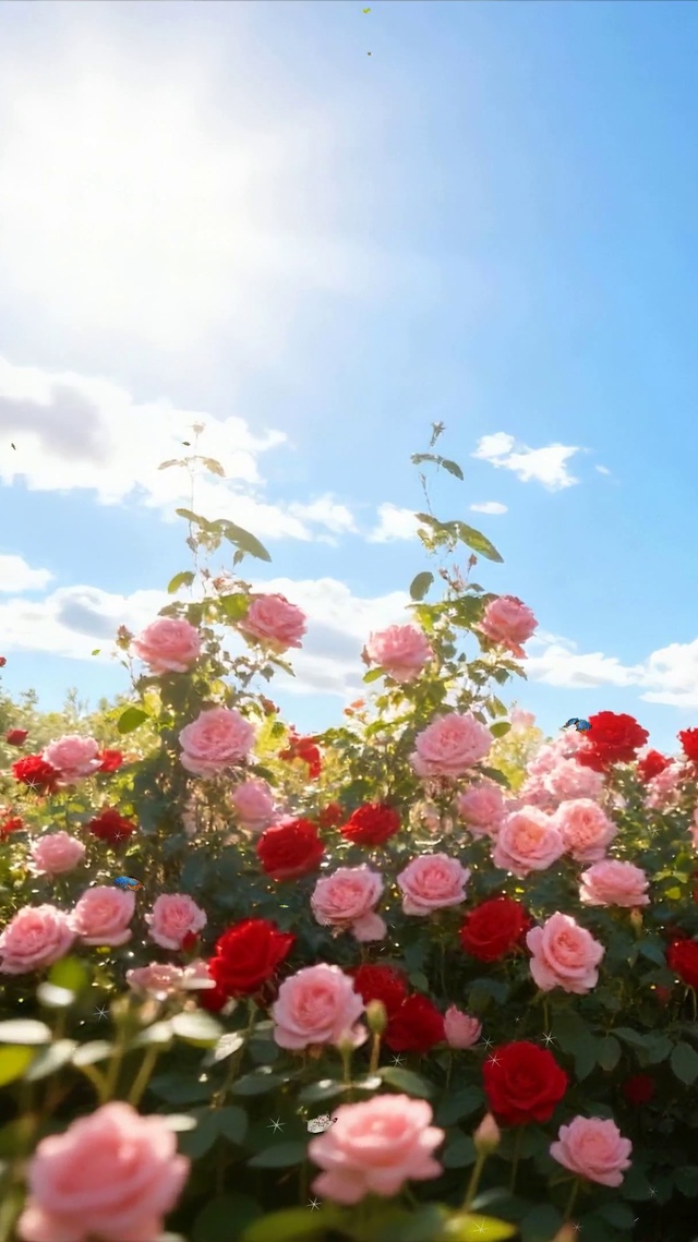 蓝天白云花草树木