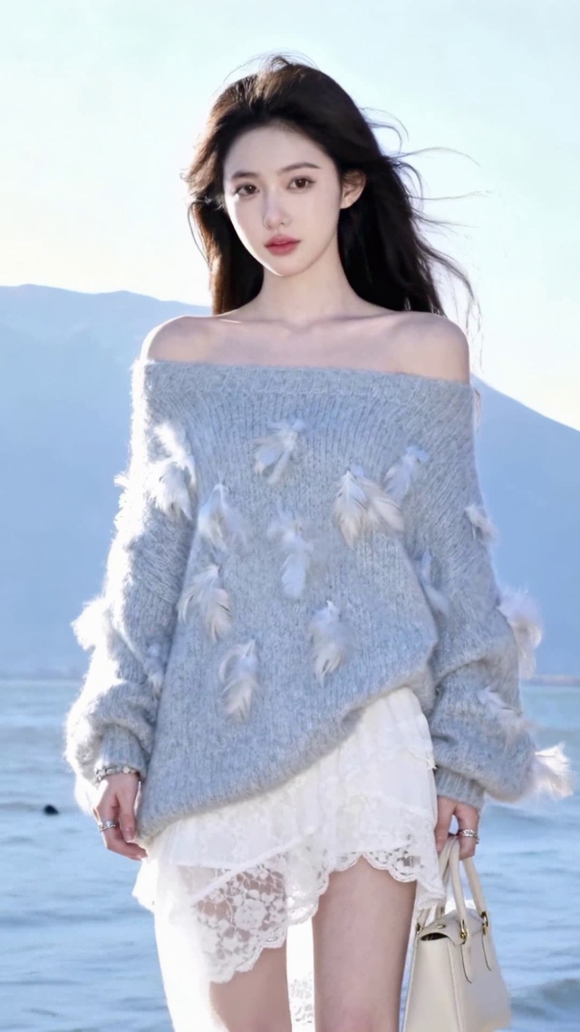 湖畔温柔气质美女
