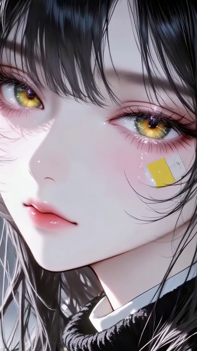 金瞳黑发的甜酷美人