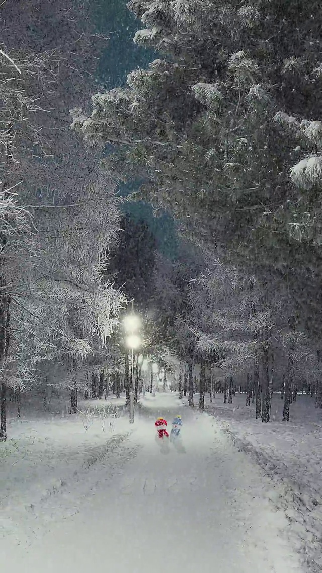 夜晚下雪壁纸