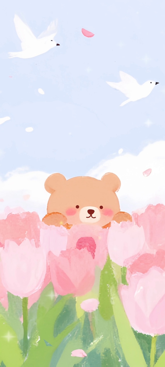 郁金香花海萌趣记·小熊的藏花