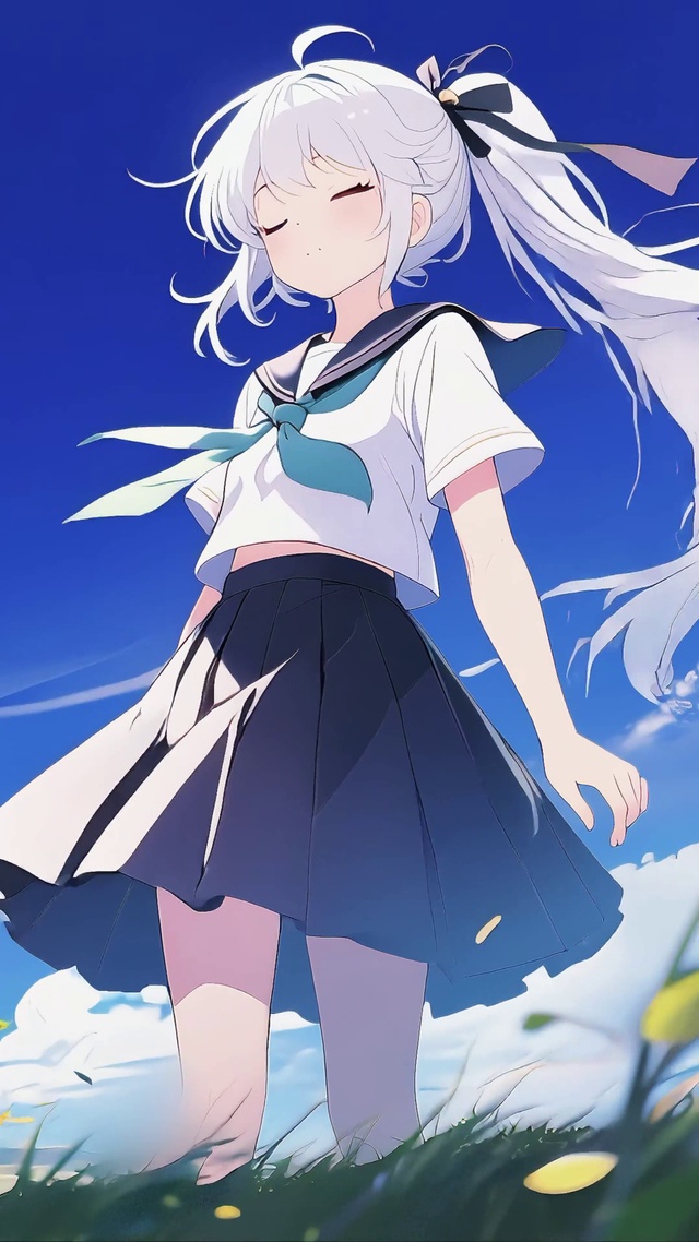 草原借风散意少女