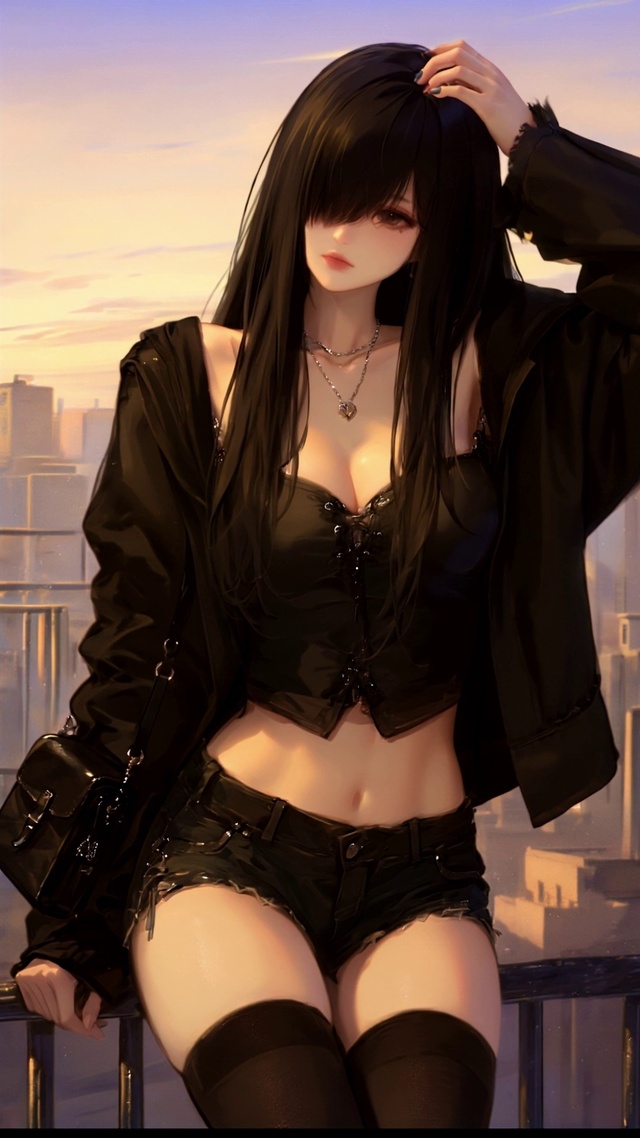 夕阳下的叛逆女孩