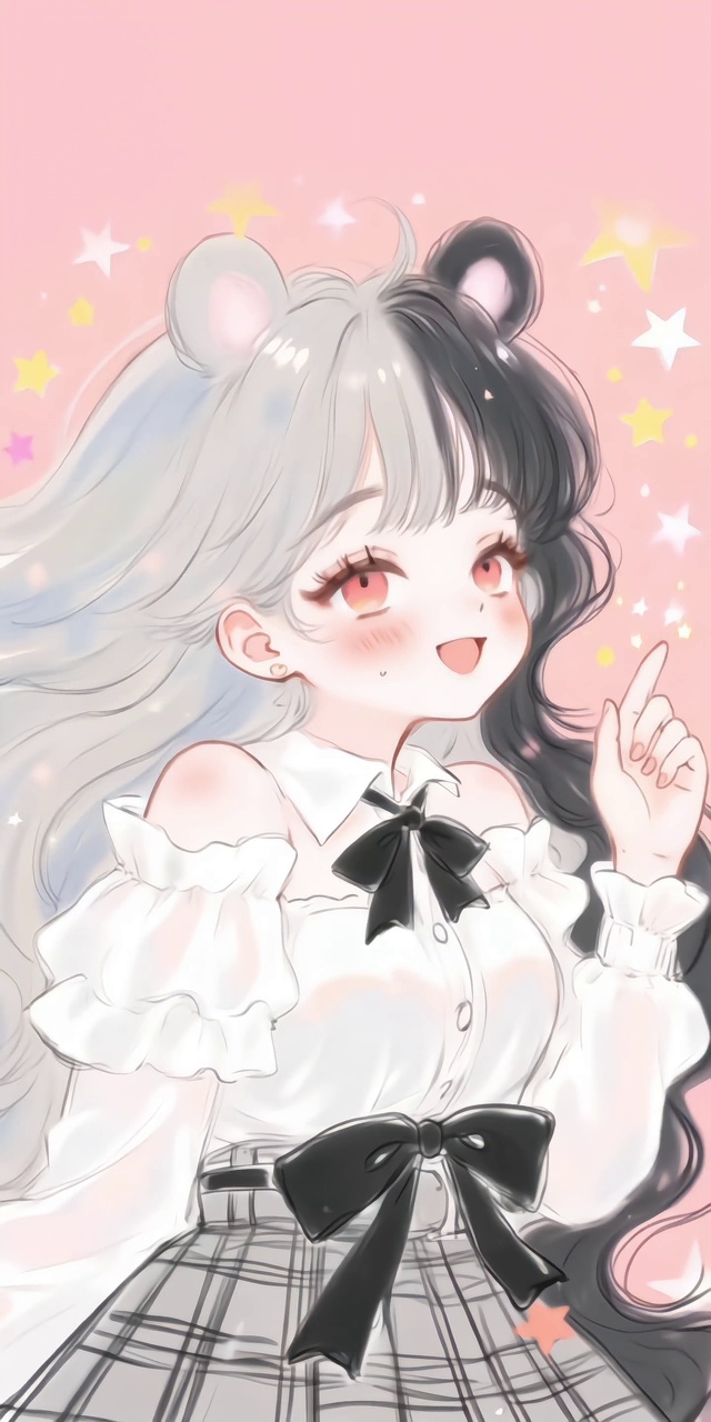 星粉萌熊俏皮少女