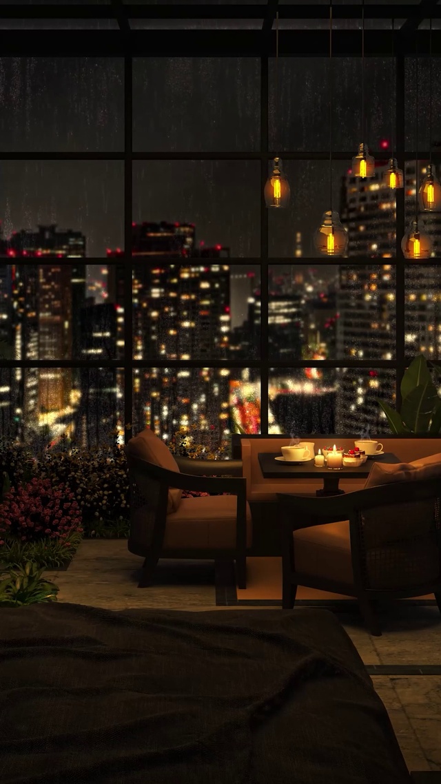 4K舒适的雨夜公寓