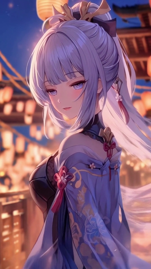 节日街头的少女