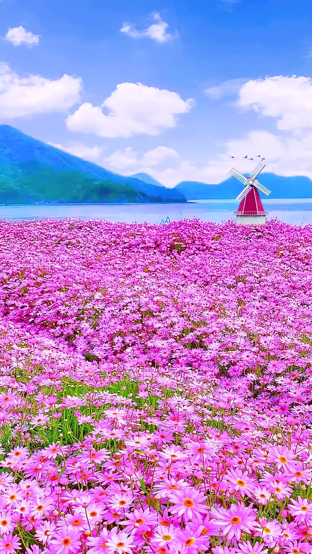 蓝天白云小红花