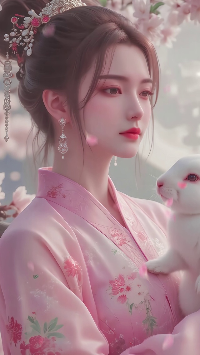 国风月夜清纯治愈优雅嫦娥玉兔