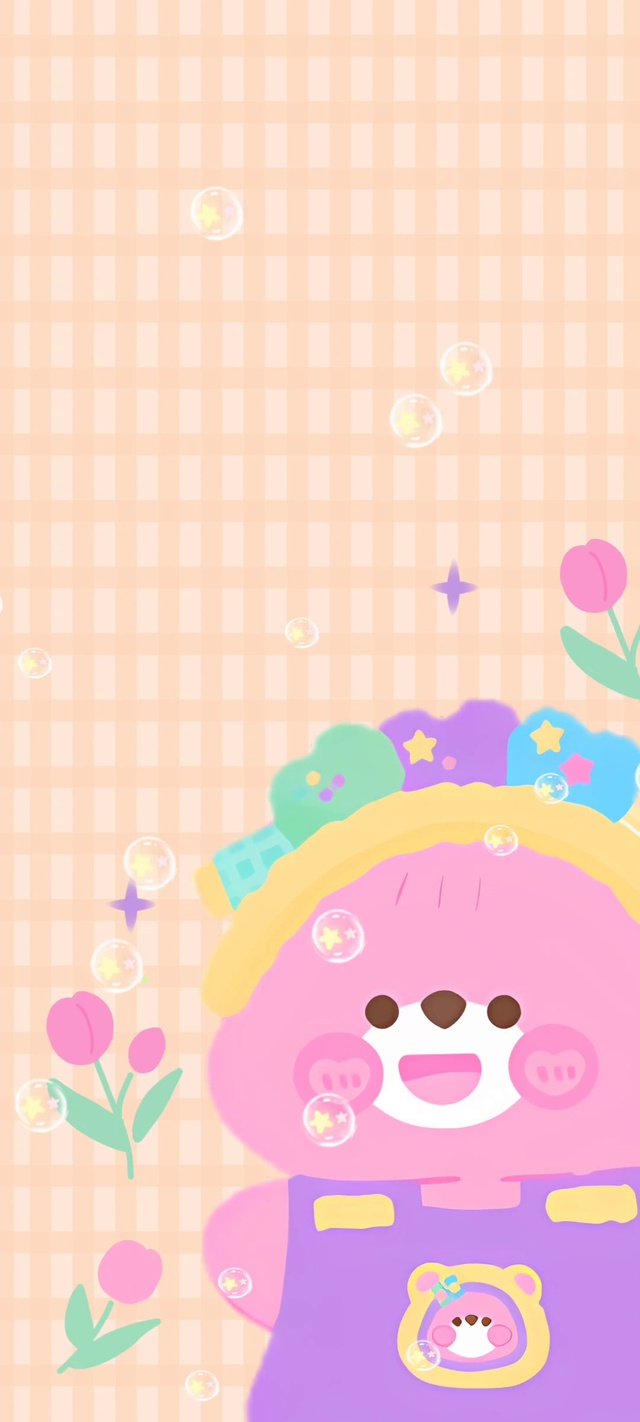 可爱粉色小熊治愈快乐