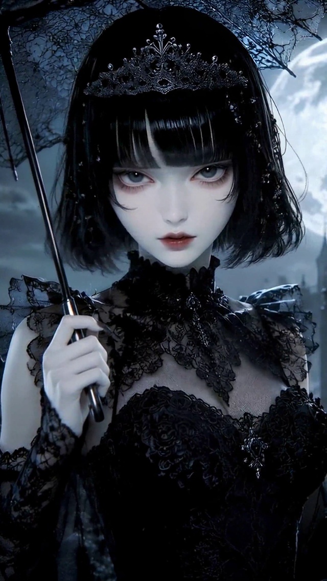 暗夜黑玫瑰哥特风美少女