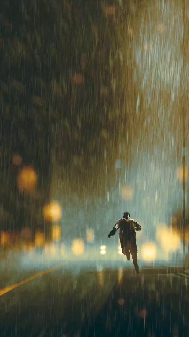 【雨中奔跑的人】