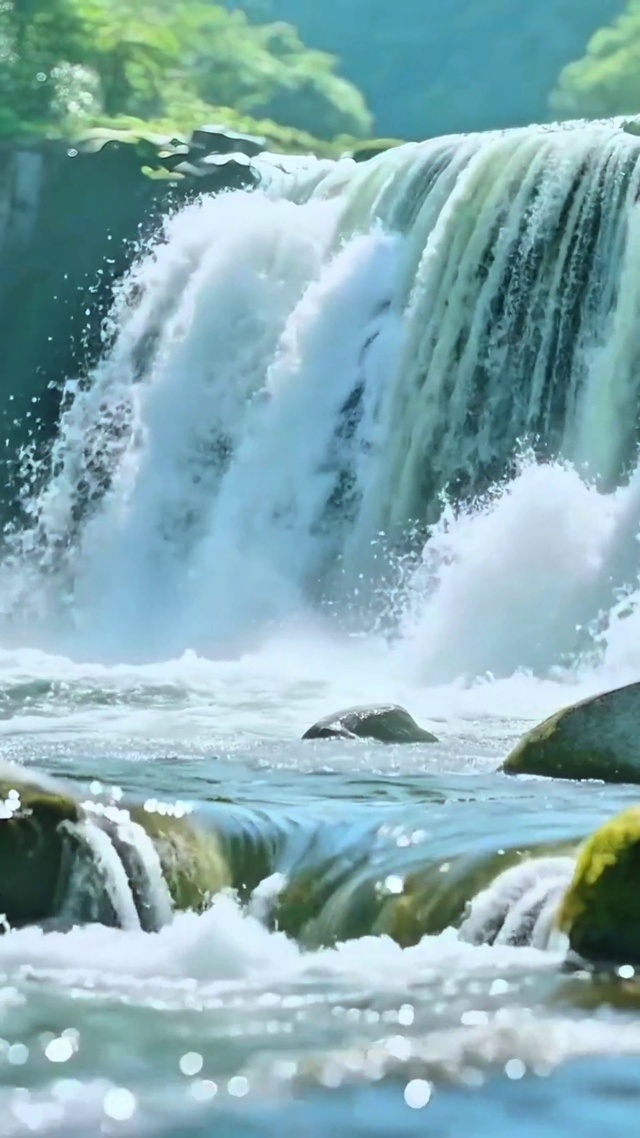 治愈山间瀑布4K