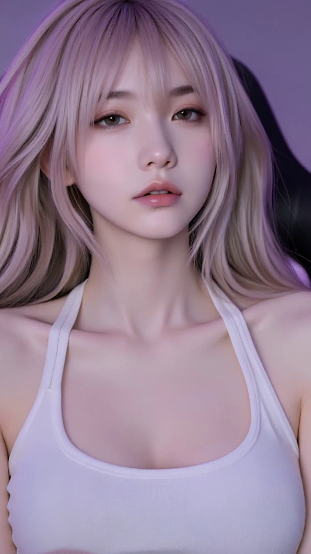 紫调氛围感金发清纯美女
