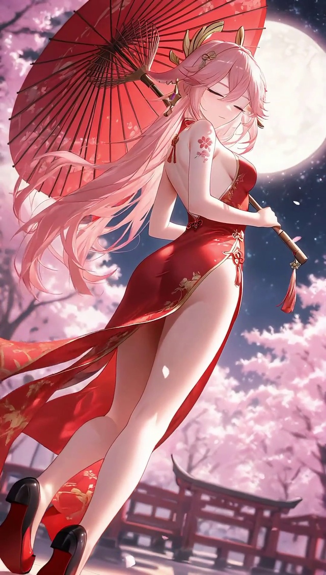 八重神子丨红色旗袍丨