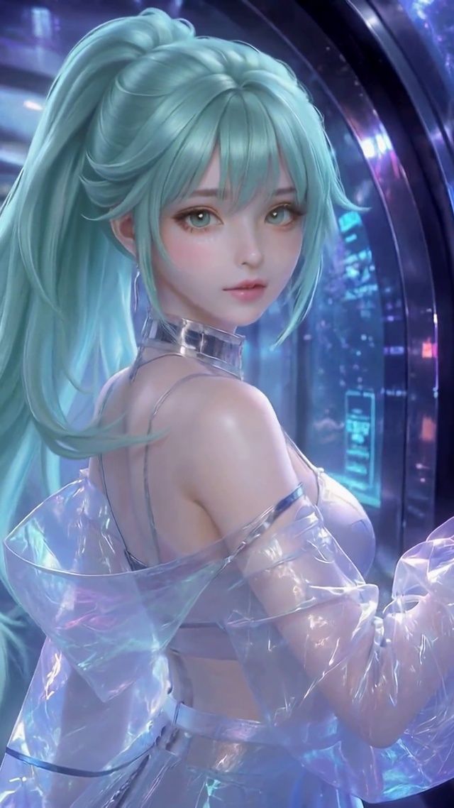 赛博水族馆蓝发美少女