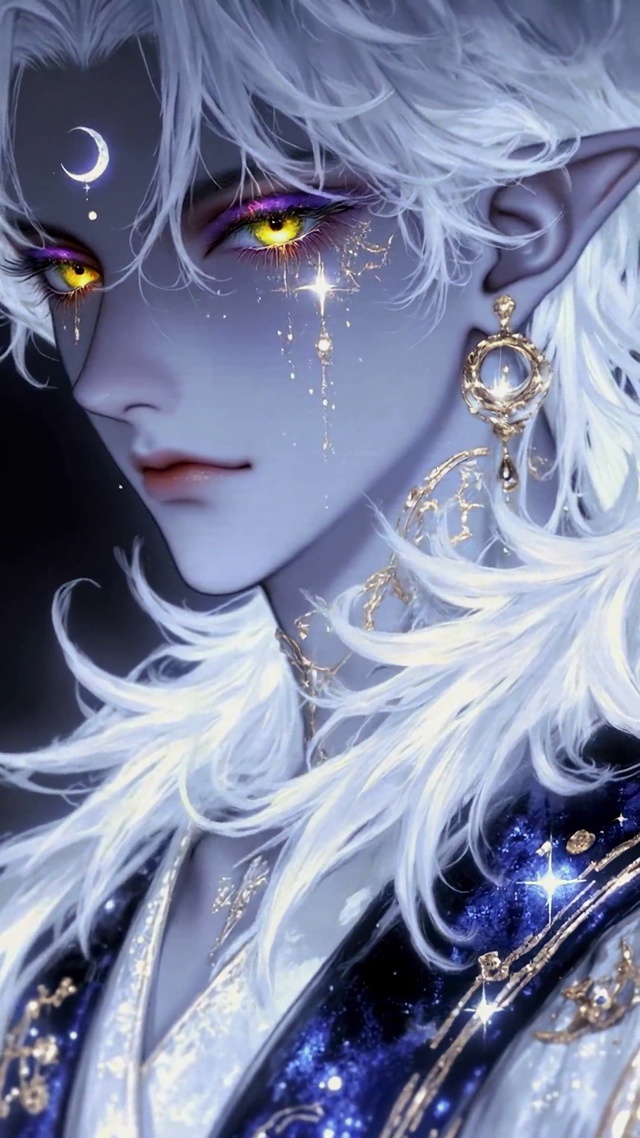 梦幻星空银发精灵少年